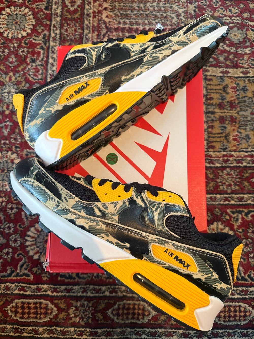 Nike Air Max 90 Premium Black University Gold Camo -Yellow Camouflage Sneakers
